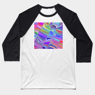 Swirling Rainbow Liquid Marble Abstract Baseball T-Shirt